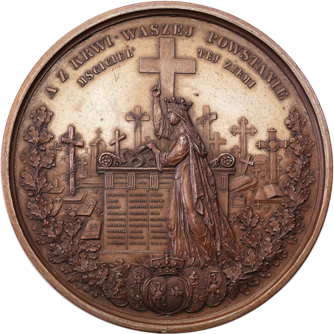 Polska pod zaborami. Medal Żałoby Narodowej 1861, braz - RZADKI